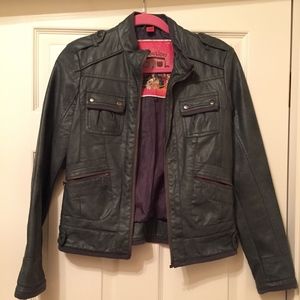 Teal Faux Leather Jacket